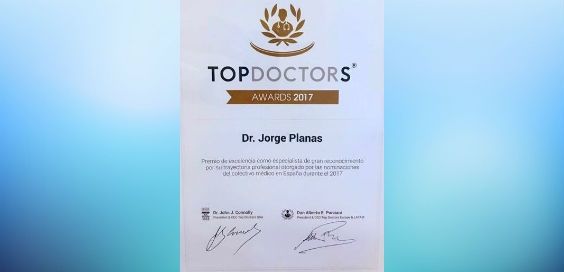 El Dr. Jorge Planas premiat amb els Premis Top Doctors 2017