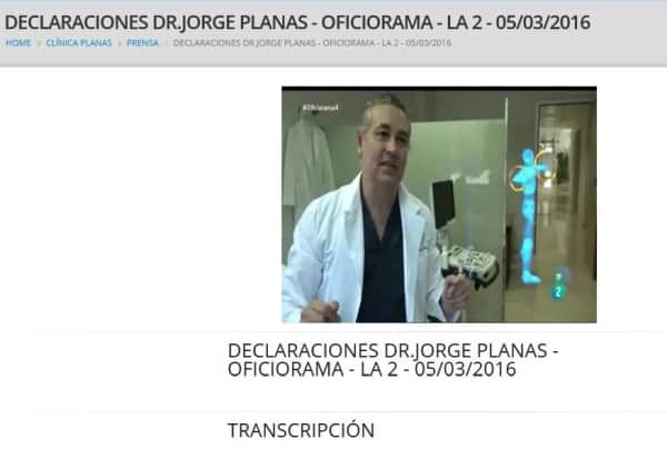 Declaraciones Dr.Jorge Planas - Oficiorama - La 2 - 05/03/2016
