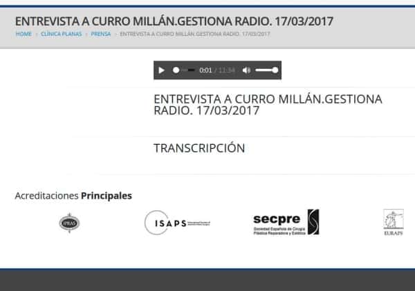 Entrevista a Curro Millán.Gestiona Radio. 17/03/2017
