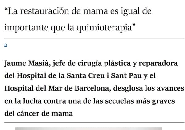  La restauración de la mama es igual de importante que la quimioterapia